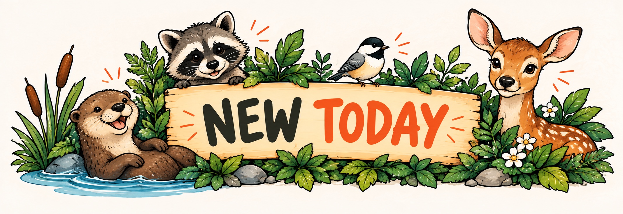 New Today — recently discovered AI jobs, illustrated with Office Wildlife animals.